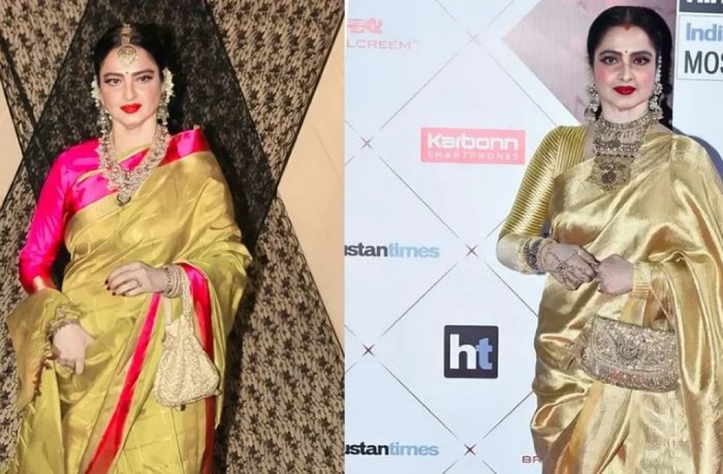 If you are fond of silk sarees, then you can take idea from Rekha