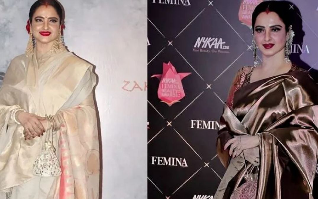 If you are fond of silk sarees, then you can take idea from Rekha