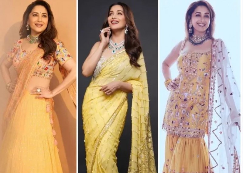These outfits like Madhuri Dixit wore for Haldi function