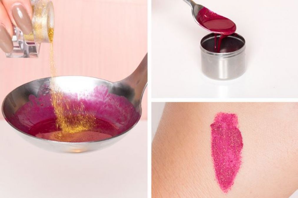 Make glitter lipstick at home in this way!