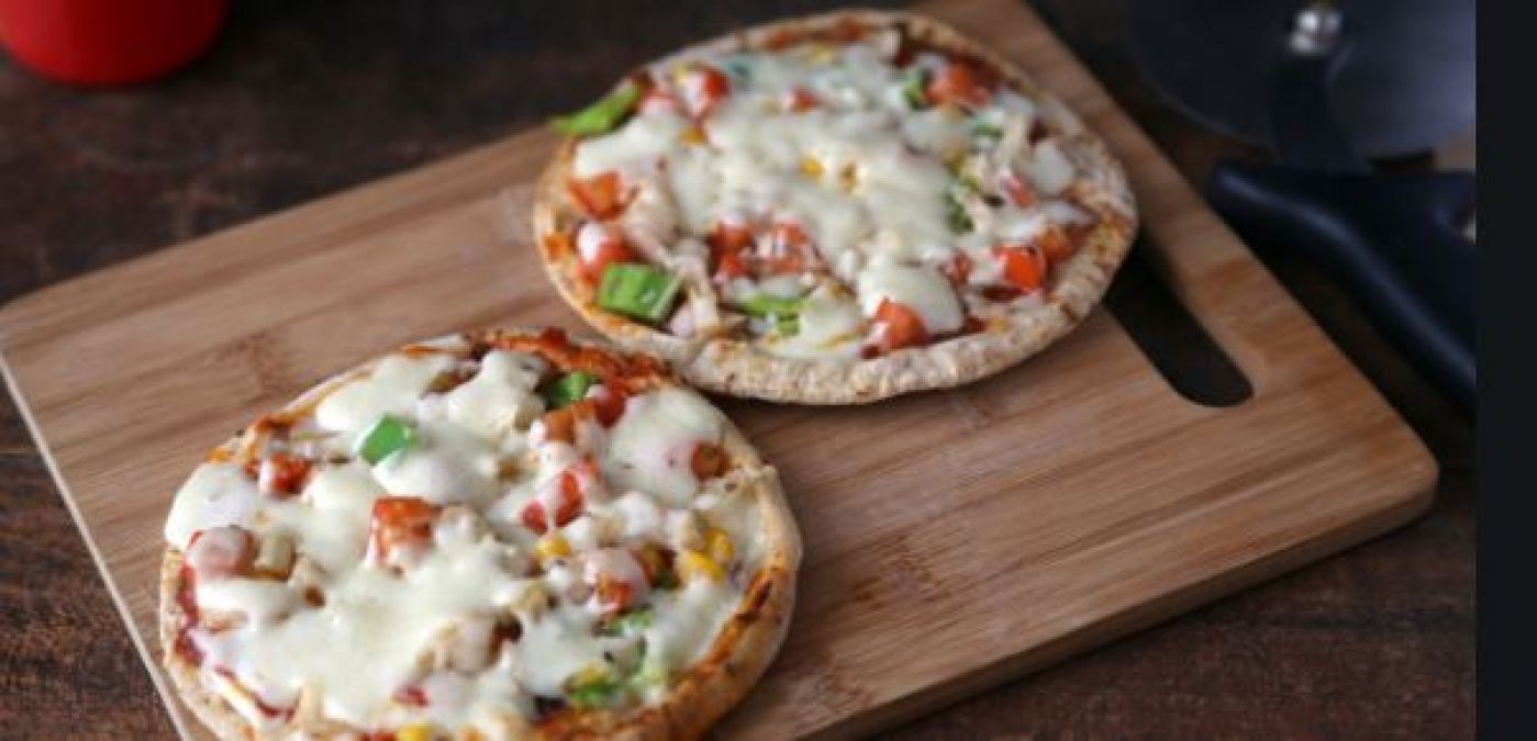 Pizza made from left over rotis at home, the easiest method is 