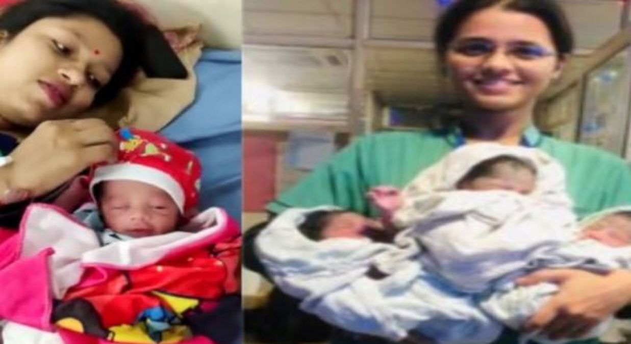 The woman gave birth to 3 children at once, people were surprised to see the photo
