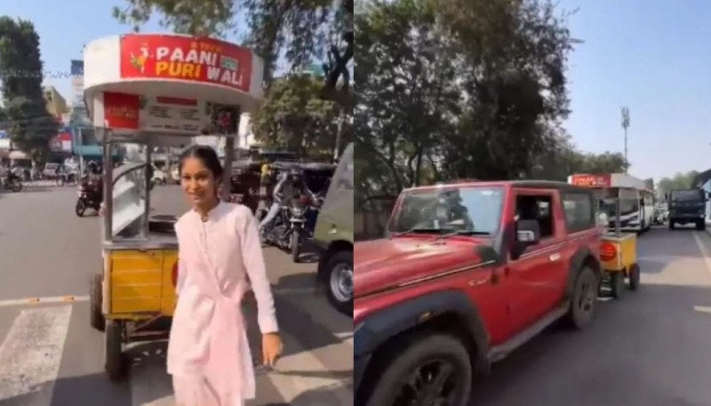 लड़की ने THAR से खीचा पानी-पुरी का ठेला, VIDEO शेयर आनंद महिंद्रा ने कही ये बात