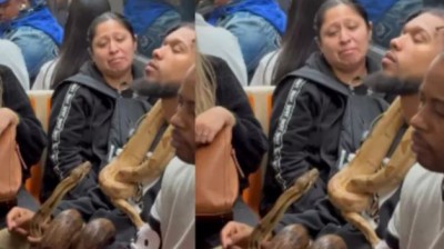 भरी मेट्रो में अजगर लेकर घुसा शख्स, वीडियो देख भड़के लोग