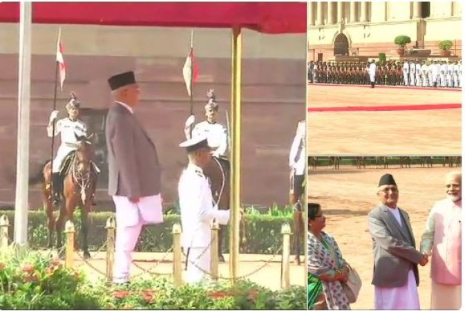 Nepalese PM accords ceremonial reception at Rashtrapati Bhawan