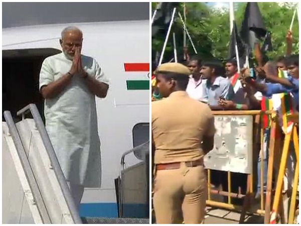 PM Modi faces black flag protests  in Chennai