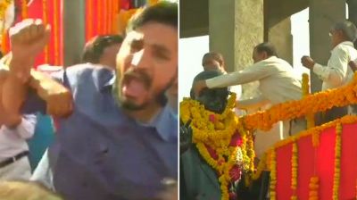Jignesh Mevani's supporters obstruct BJP MPs from garlanding Ambedkar's statue