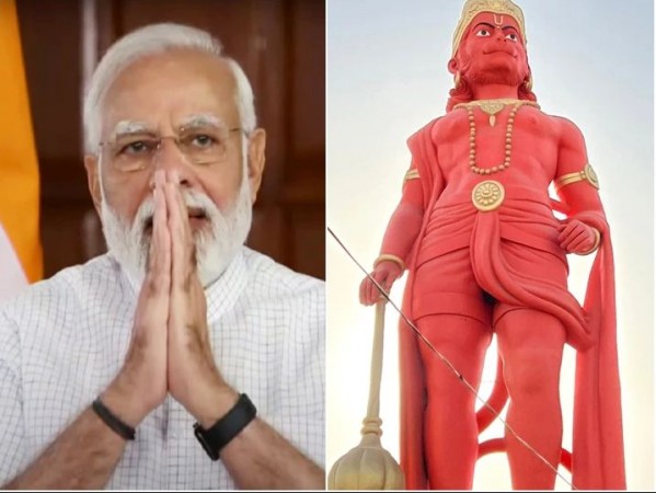 PM Modi unveils 108-ft  Lord Hanuman statue  in Gujarat's Morbi