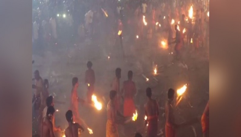 'Agni Kheli' Festival Karnataka: Devotees Throw Fire At Each Other