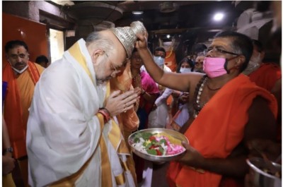 Home Minister Amit Shah visits Andhra's Sri Mallikarjuna Jyotirlinga in AP