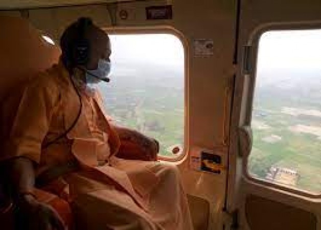 CM Yogi Adityanath conducts aerial survey in Ghazipur
