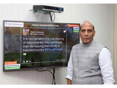 Rajnath launches live Twitter wall on 'Bharat Ke Veer'