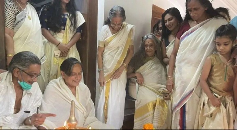 कांग्रेस सांसद शशि थरूर ने अपने परिवार के साथ मनाया ओणम का जश्न