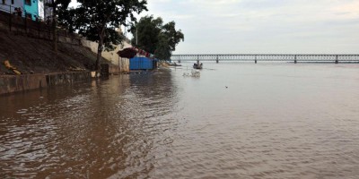 A boat carrying essential goods gets washed away in Godavari Floods