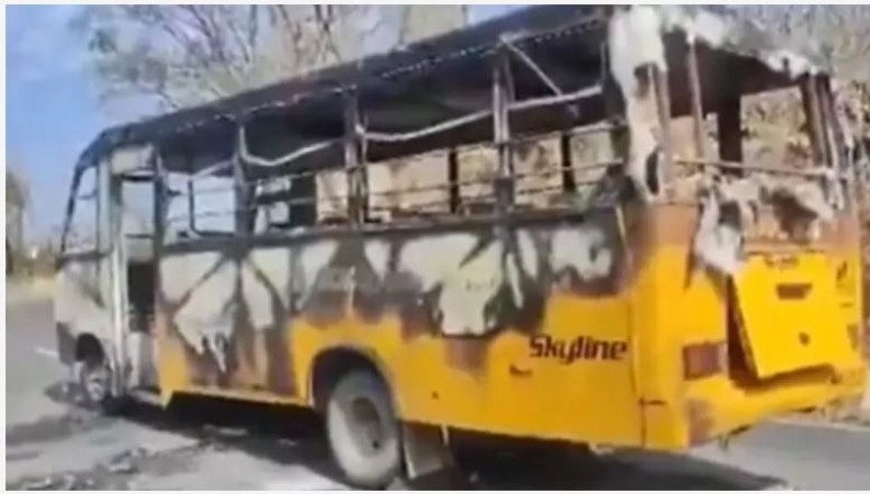 Fire Erupts in DIMTS Cluster Bus on Delhi's Zakhira Flyover