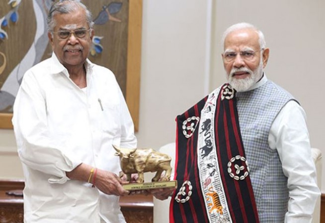 PM Narendra Modi Meets Nagaland Governor La Ganesan and Marks National Sports Day