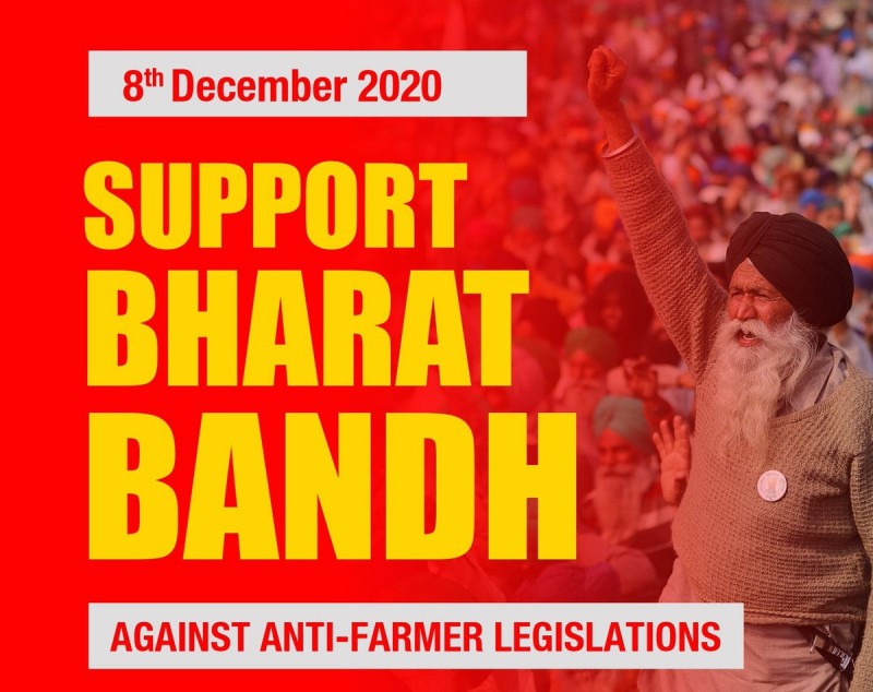 Trade Unions support Bharat Bandh on December 8, Farmers Protest against Farm Bill