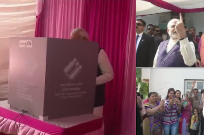 Voter of Gujarat shows enthusiasm to see PM in voting booth