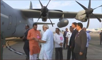 After Twin Victory, PM Modi arrived in Mangalore to review operations  for cyclone Ockhi victims