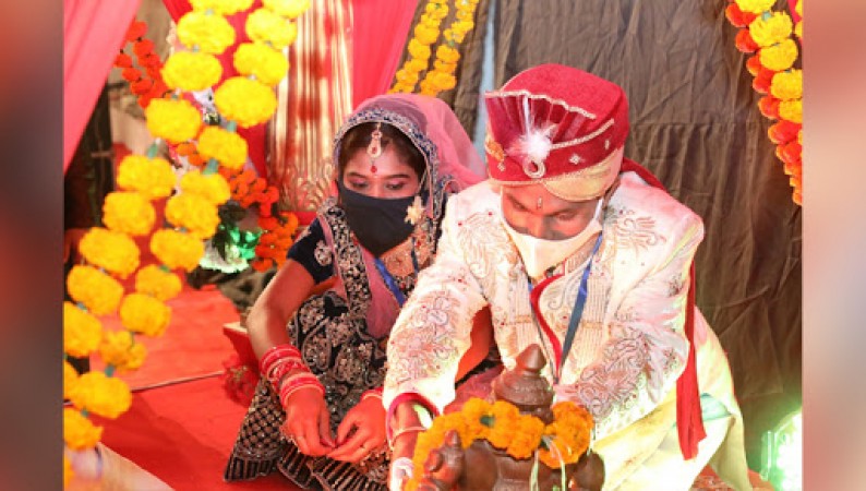 11 differently abled and underprivileged couples tie knots, vowing to wear masks at the 35th mass wedding ceremony