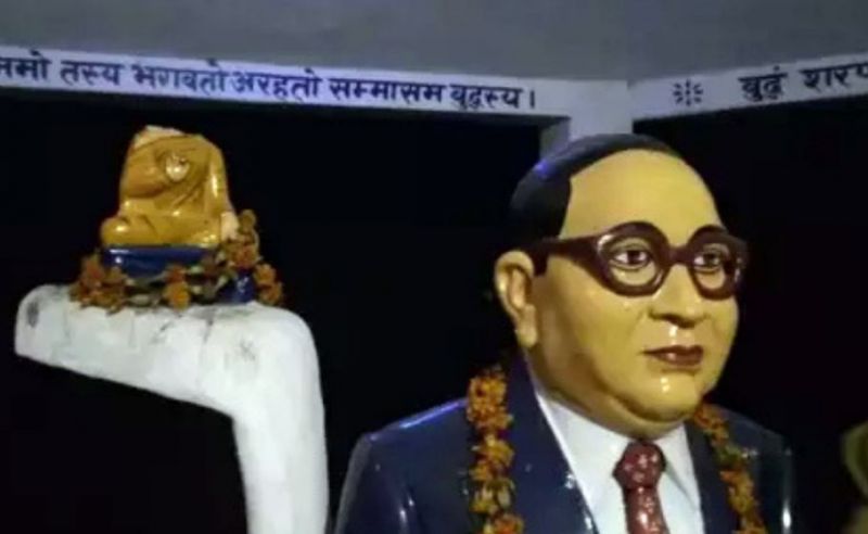 After the vandalism of BR Ambedkar's statue, a statue of Lord Buddha destructed by unknown malefactors