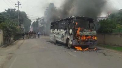 Protests against the brutal murder of law student, bus set on fire