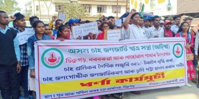 Assam tea tribe students’ body stages protest seeking wage hike & ST status