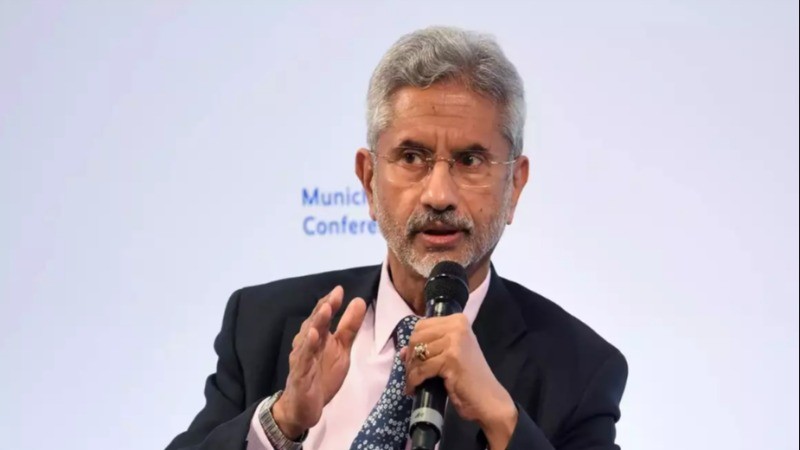 EAM S Jaishankar shows an inked index finger to the world, responding to “Global democracy under threat?”