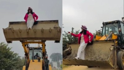 Ex MP and National SC Commission member Anju Bala dances on bulldozer, viral video stirs social media