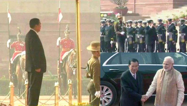 Cambodian PM receives Ceremonial welcome at Rashtrapati Bhawan