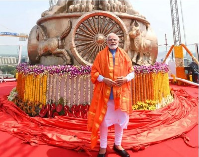 PM Modi dedicates new Parliament building's national emblem