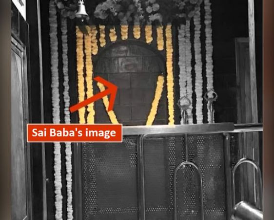 Sai Baba appears on wall of 'Dwarkamai' in Shirdi temple