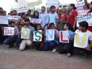 DSNLU Students protest against college authorities