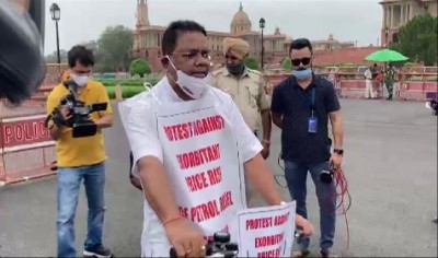 Congress MP Ripun Bora Rides Bicycle to Parliament to Protest Fuel Hike