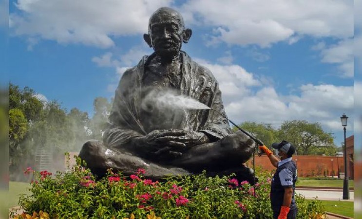 Statues of Mahatma Gandhi, BR Ambedkar, and Chhatrapati Shivaji 