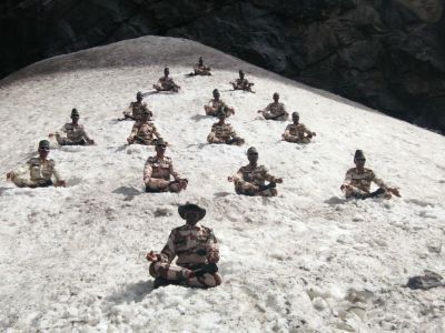 International Yoga day 2018: Indian Armed Forces performs asanas in odd terrains