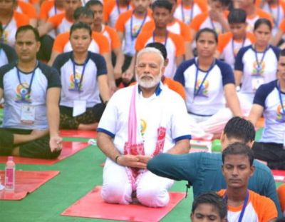 Prime Minister Narendra Modi did yoga on the International Yoga Day