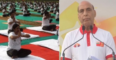 Rajnath Singh Commemorates Yoga Day with Indian Soldiers in Mathura