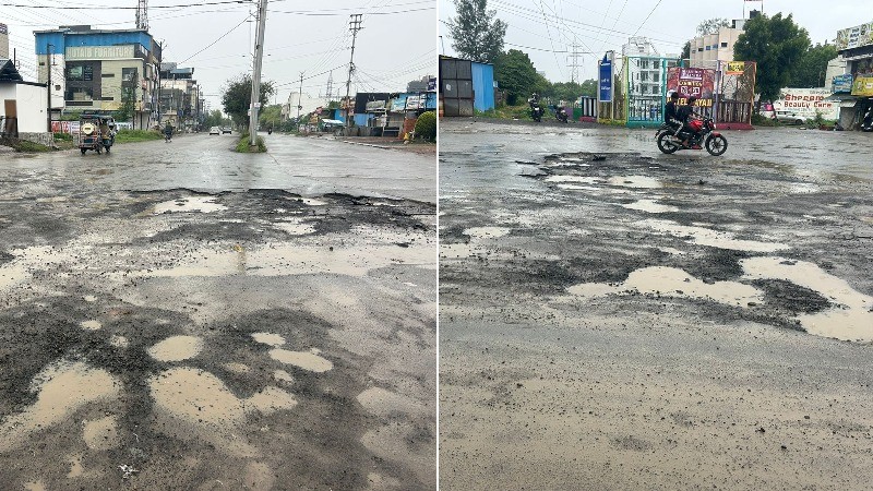Potholes near newly built Tulsi Nagar bridge pose grave accident risk