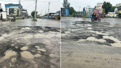 Potholes near newly built Tulsi Nagar bridge pose grave accident risk