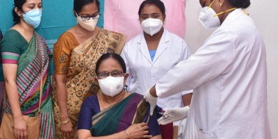 Kerala: Health minister KK Shailaja takes the first dose of COVID-19 vaccine