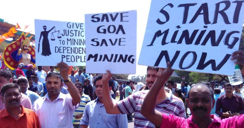 Goa: Several people stage protest against a ban on mining