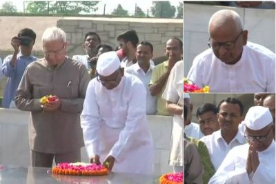 Anna Hazare pays tribute at Raj Ghat, to begin an indefinite fast