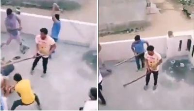 A Muslim Family beat up on Holi Day, the video shows women pleading for help