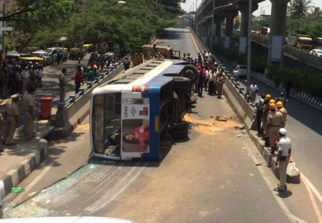 Thirteen passengers injured in BMTC bus accident
