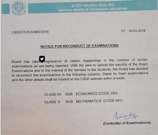 CBSE orders re-exam of Class 12 economics, Class 10 mathematics papers