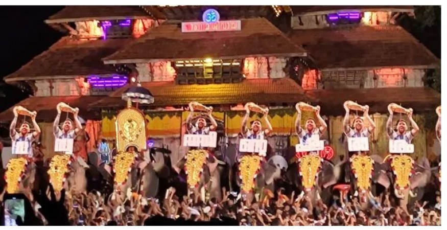 Kerala: Thrissur Pooram held in full grandeur featuring Lionel Messi