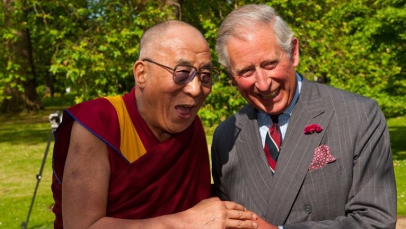 His Holiness Dalai Lama greets King Charles III on his coronation