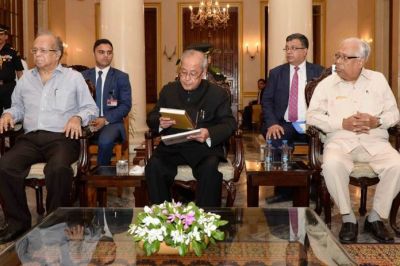 President Pranab Mukherjee received the first copy of book 'Metaphysics, Morals and Politics'