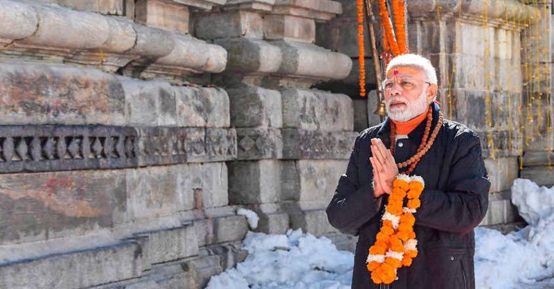 PM  Narendra Modi prays at the Kedarnath Temple.